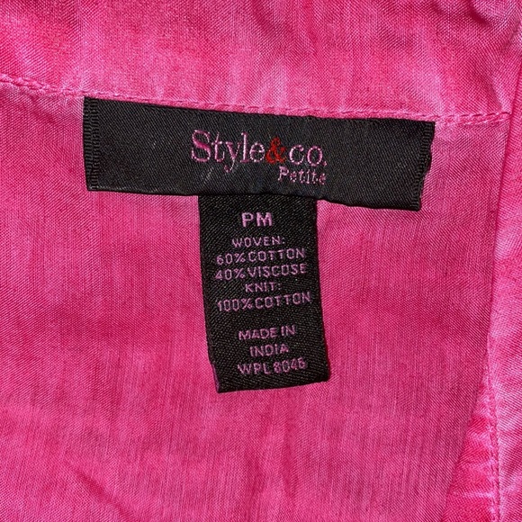 Style & Co. button down garment dyed semi sheer shirt NWOT Pink size PM - Picture 6 of 11